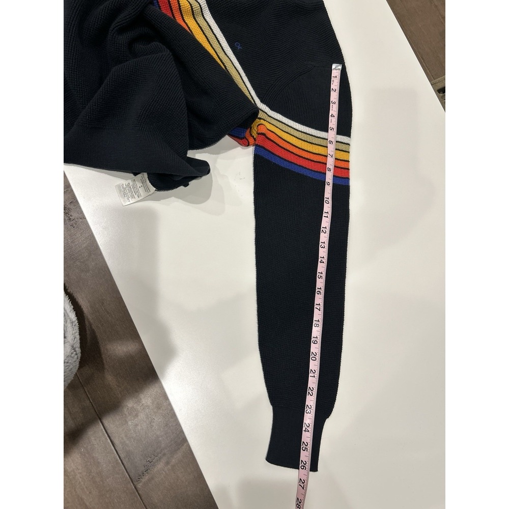 Outerknown Nostalgic Striped Waffle-Knit Sweater Black Rainbow Men's Medium - Picture 8 of 10